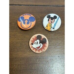 Disney Mickey Mouse Tin Bag Button Lot of 3